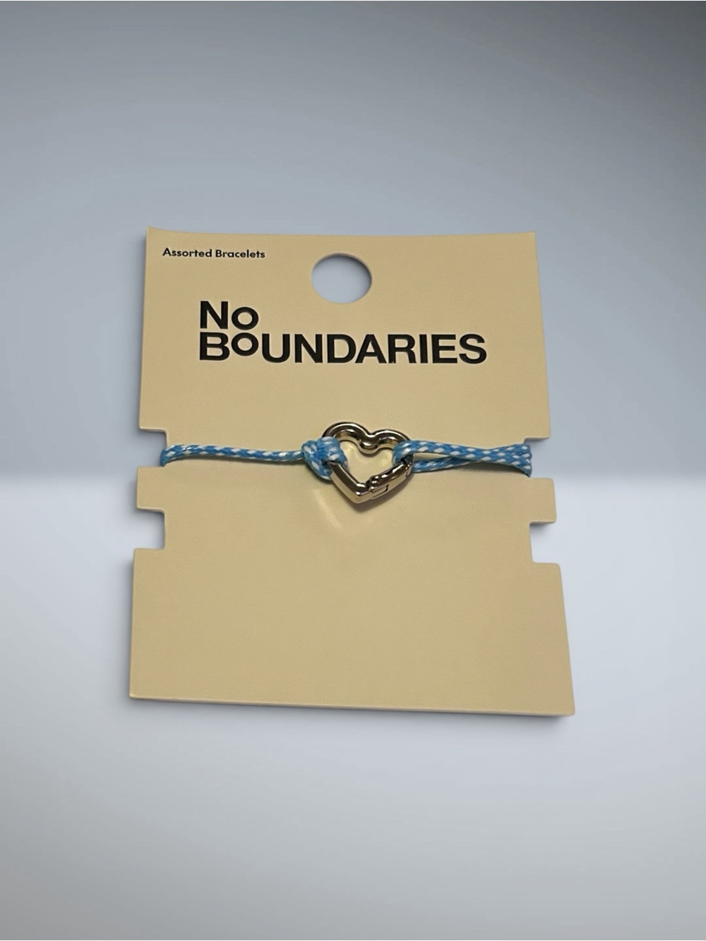 No Boundaries Light Blue Braided Bracelet with Gold Heart